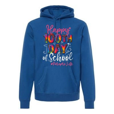 Tie Dye Leopard Happy 100th Day Of School Paraprofessional Cool Gift Premium Hoodie