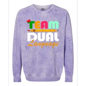 Team Dual Language Teachers Back To School Squad Colorblast Crewneck Sweatshirt