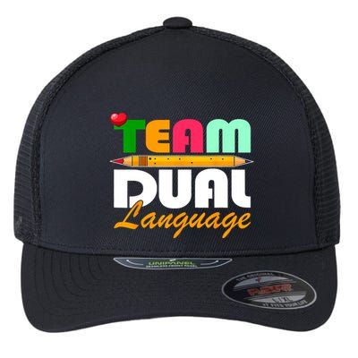 Team Dual Language Teachers Back To School Squad Flexfit Unipanel Trucker Cap