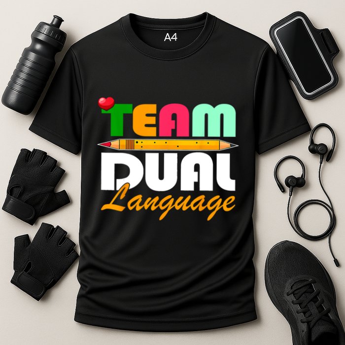 Team Dual Language Teachers Back To School Squad Cooling Performance Crew T-Shirt
