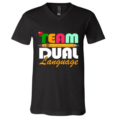 Team Dual Language Teachers Back To School Squad V-Neck T-Shirt