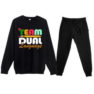 Team Dual Language Teachers Back To School Squad Premium Crewneck Sweatsuit Set