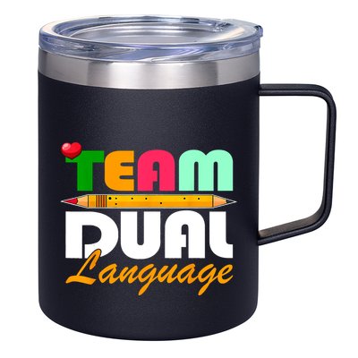 Team Dual Language Teachers Back To School Squad 12oz Stainless Steel Coffee Mug