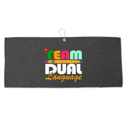 Team Dual Language Teachers Back To School Squad Large Microfiber Waffle Golf Towel