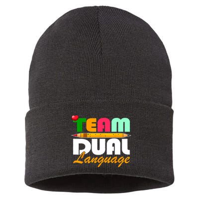 Team Dual Language Teachers Back To School Squad Sustainable Knit Beanie