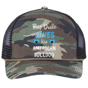 This Dude Loves His American Bulldog Gift Retro Rope Trucker Hat Cap