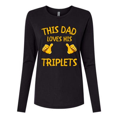 This Dad Loves His Triplets Womens Cotton Relaxed Long Sleeve T-Shirt