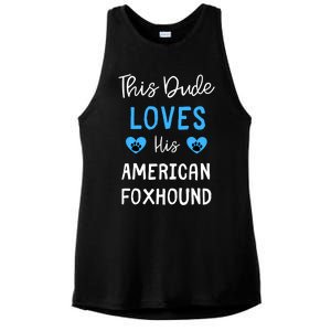 This Dude Loves His American Foxhound Funny Gift Ladies PosiCharge Tri-Blend Wicking Tank