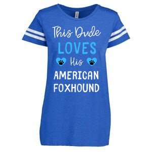 This Dude Loves His American Foxhound Funny Gift Enza Ladies Jersey Football T-Shirt