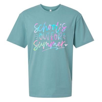 Tie Dye Last Day Of School Schools Out For Summer Teacher Sueded Cloud Jersey T-Shirt