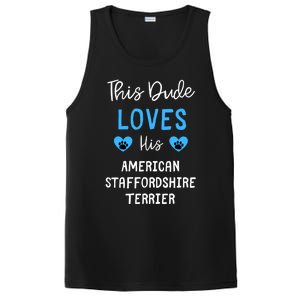 This Dude Loves His American Staffordshire Terrier Gift PosiCharge Competitor Tank