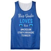 This Dude Loves His American Staffordshire Terrier Gift Mesh Reversible Basketball Jersey Tank