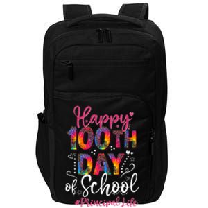 Tie Dye Leopard Happy 100th Day Of School Principal Life Gift Impact Tech Backpack