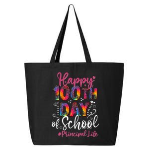 Tie Dye Leopard Happy 100th Day Of School Principal Life Gift 25L Jumbo Tote