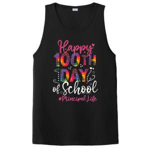 Tie Dye Leopard Happy 100th Day Of School Principal Life Gift PosiCharge Competitor Tank