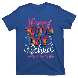 Tie Dye Leopard Happy 100th Day Of School Principal Life Gift T-Shirt