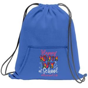 Tie Dye Leopard Happy 100th Day Of School Principal Life Gift Sweatshirt Cinch Pack Bag