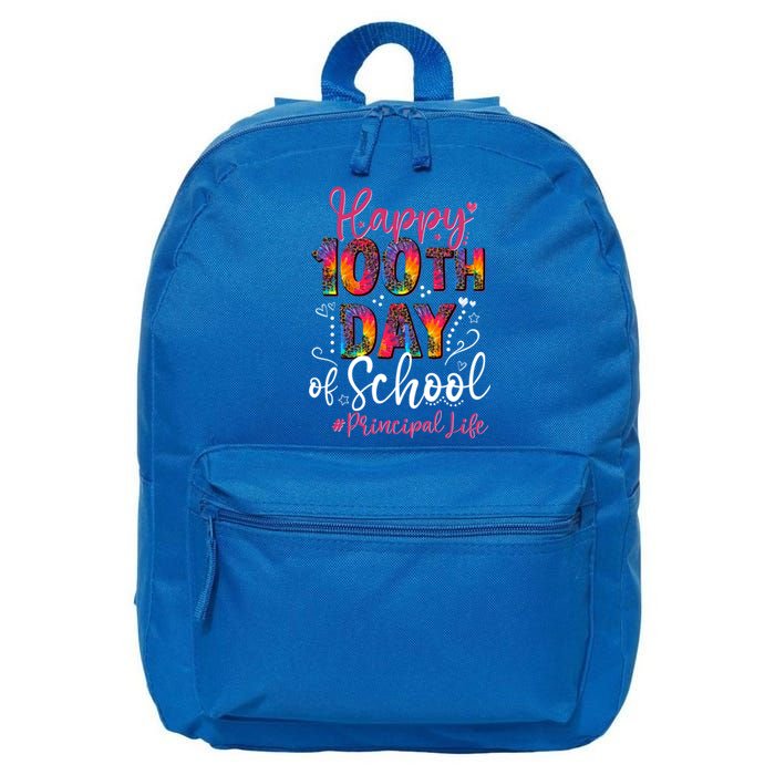 Tie Dye Leopard Happy 100th Day Of School Principal Life Gift 16 in Basic Backpack