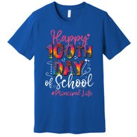 Tie Dye Leopard Happy 100th Day Of School Principal Life Gift Premium T-Shirt