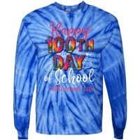 Tie Dye Leopard Happy 100th Day Of School Principal Life Gift Tie-Dye Long Sleeve Shirt