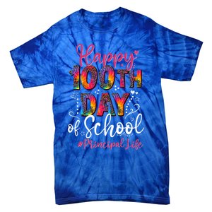 Tie Dye Leopard Happy 100th Day Of School Principal Life Gift Tie-Dye T-Shirt