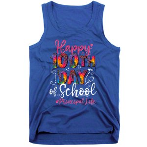 Tie Dye Leopard Happy 100th Day Of School Principal Life Gift Tank Top