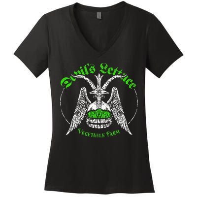 The Devils Lettuce Vegetable Farm Dank Meme Funny Women's V-Neck T-Shirt