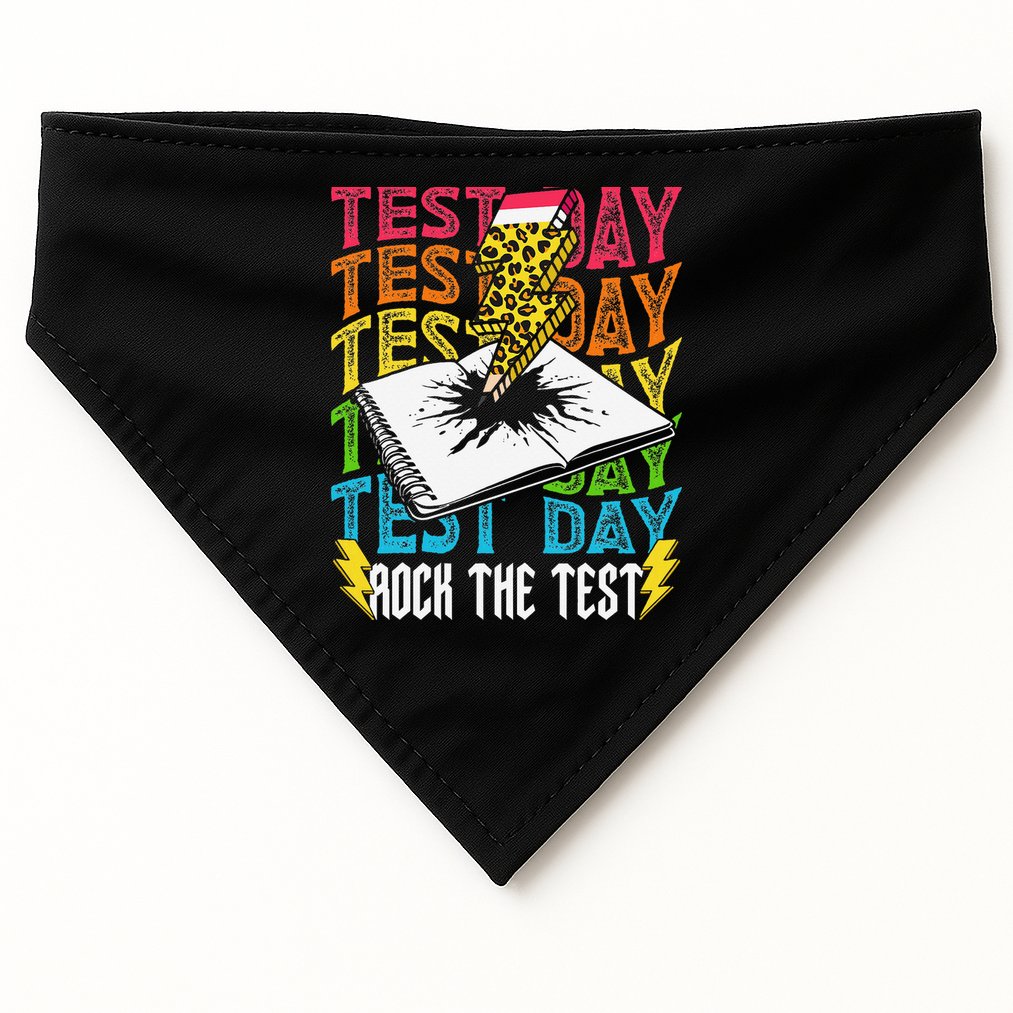 Testing Day Motivational School Teacher Rock The Test Day USA-Made Doggie Bandana