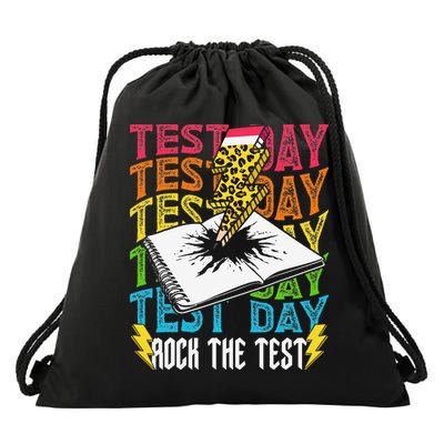 Testing Day Motivational School Teacher Rock The Test Day Drawstring Bag