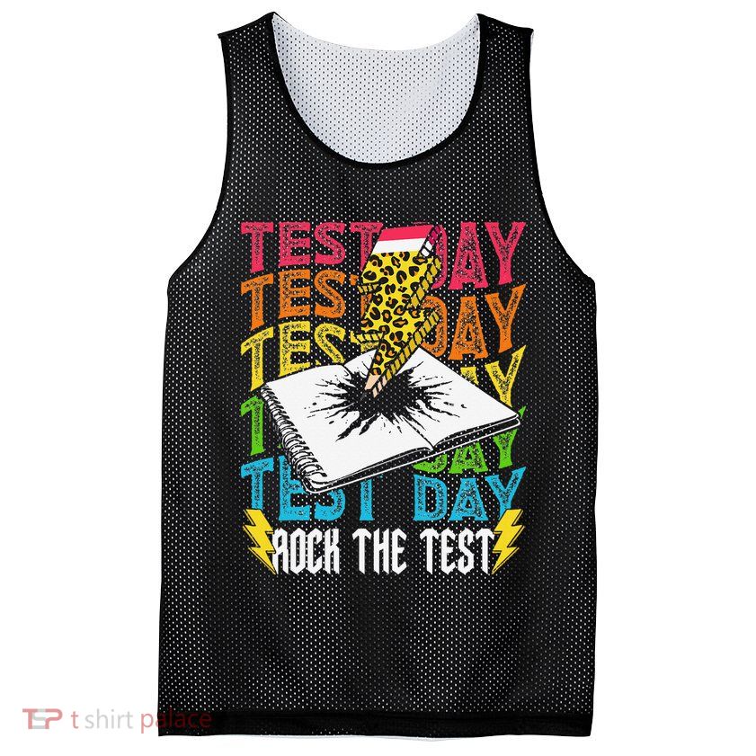 Testing Day Motivational School Teacher Rock The Test Day Mesh Reversible Basketball Jersey Tank