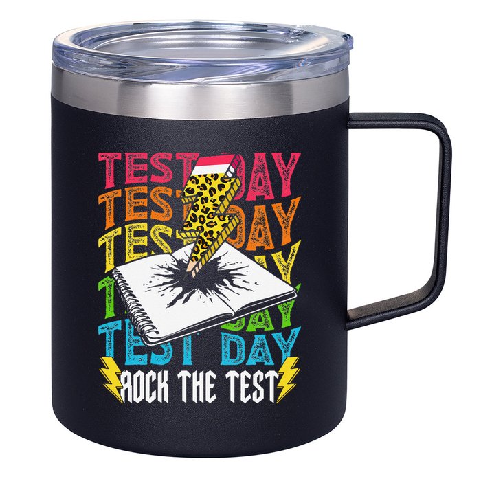 Testing Day Motivational School Teacher Rock The Test Day 12oz Stainless Steel Coffee Mug