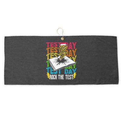 Testing Day Motivational School Teacher Rock The Test Day Large Microfiber Waffle Golf Towel