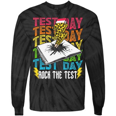 Testing Day Motivational School Teacher Rock The Test Day Tie-Dye Long Sleeve Shirt
