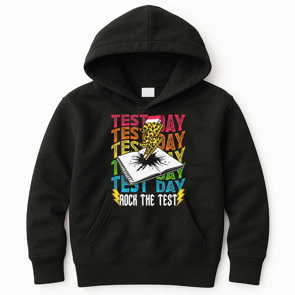 Testing Day Motivational School Teacher Rock The Test Day Kids Hoodie