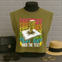 Testing Day Motivational School Teacher Rock The Test Day Garment-Dyed Women's Muscle Tee