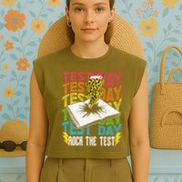 Testing Day Motivational School Teacher Rock The Test Day Garment-Dyed Women's Muscle Tee