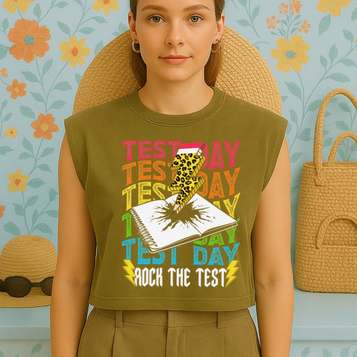 Testing Day Motivational School Teacher Rock The Test Day Garment-Dyed Women's Muscle Tee