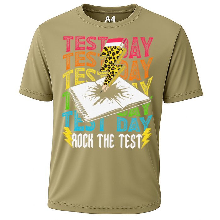 Testing Day Motivational School Teacher Rock The Test Day Cooling Performance Crew T-Shirt