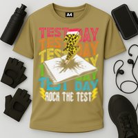 Testing Day Motivational School Teacher Rock The Test Day Cooling Performance Crew T-Shirt