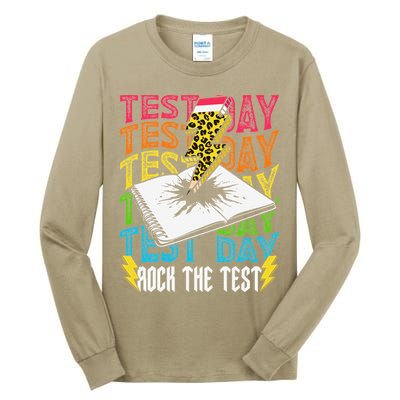 Testing Day Motivational School Teacher Rock The Test Day Tall Long Sleeve T-Shirt