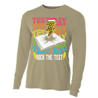 Testing Day Motivational School Teacher Rock The Test Day Cooling Performance Long Sleeve Crew