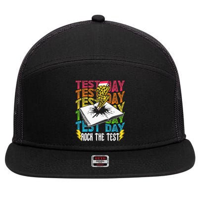 Testing Day Motivational School Teacher Rock The Test Day 7 Panel Mesh Trucker Snapback Hat