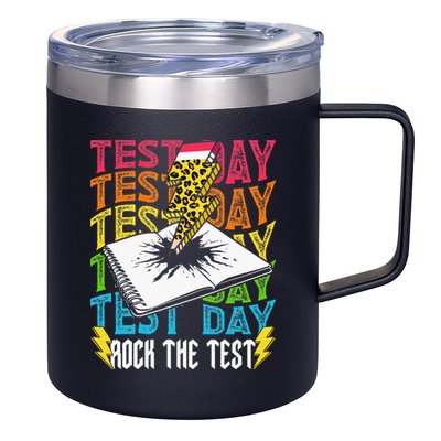 Testing Day Motivational School Teacher Rock The Test Day 12oz Stainless Steel Coffee Mug