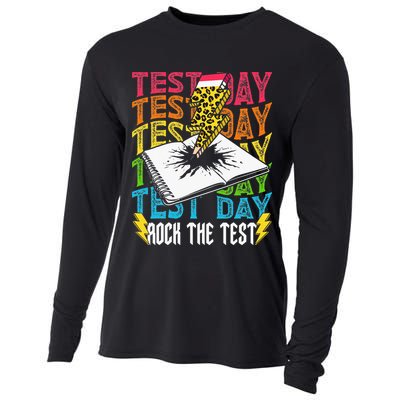 Testing Day Motivational School Teacher Rock The Test Day Cooling Performance Long Sleeve Crew