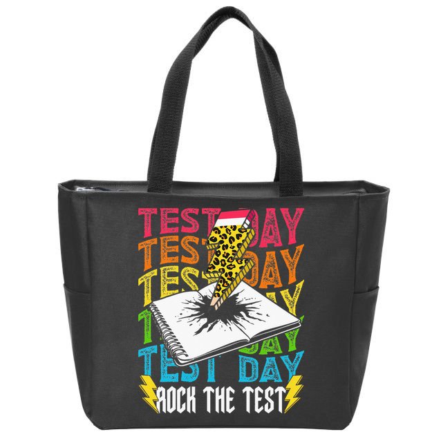 Testing Day Motivational School Teacher Rock The Test Day Zip Tote Bag