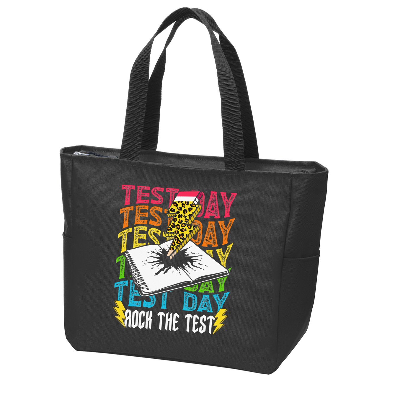 Testing Day Motivational School Teacher Rock The Test Day Zip Tote Bag