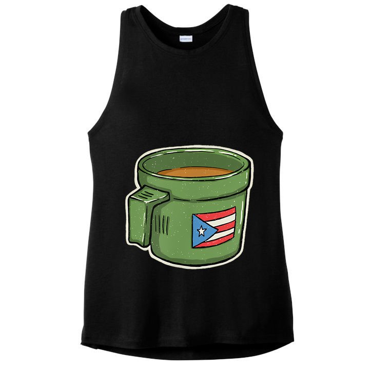 Tacita De Mantequilla Cafe Puerto Rico Bandera Boricua Ladies PosiCharge Tri-Blend Wicking Tank