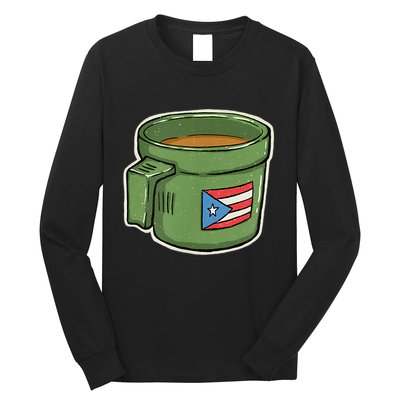 Tacita De Mantequilla Cafe Puerto Rico Bandera Boricua Long Sleeve Shirt