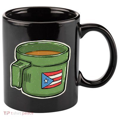 Tacita De Mantequilla Cafe Puerto Rico Bandera Boricua 11oz C Handle Ceramic Mug