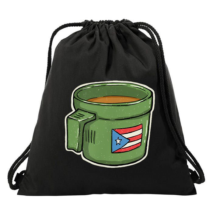 Tacita De Mantequilla Cafe Puerto Rico Bandera Boricua Drawstring Bag